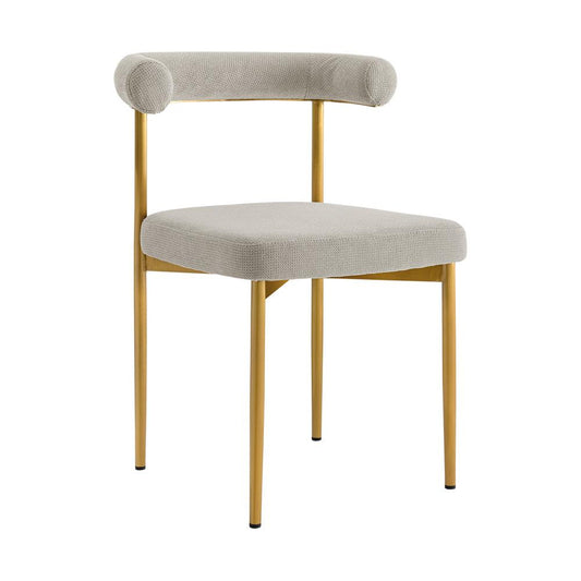 Armen Living - Veronica Shannon 5 Piece Round Glass Dining Table Set with Gold Brushed Stainless Steel and Taupe Fabric - SETVRDI5BGLTP veiw 2