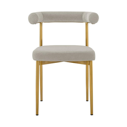 Armen Living - Veronica Shannon 5 Piece Round Glass Dining Table Set with Gold Brushed Stainless Steel and Taupe Fabric - SETVRDI5BGLTP veiw 3