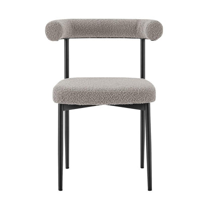 Armen Living - Veronica Shannon 5 Piece Round Glass Dining Table Set with Matte Black Iron and Thundercloud Gray Fabric - SETVRDI5BLKTGRY veiw 3