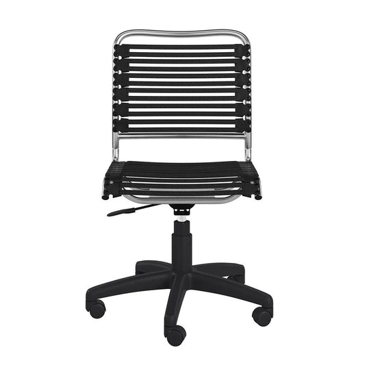 Euro Style - Allison Flat Bungie Low Back Armless Office Chair, Black/Aluminum - 12541BLK veiw 1