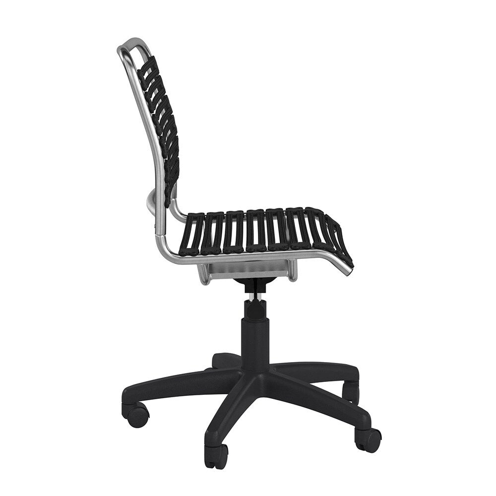 Euro Style - Allison Flat Bungie Low Back Armless Office Chair, Black/Aluminum - 12541BLK veiw 3