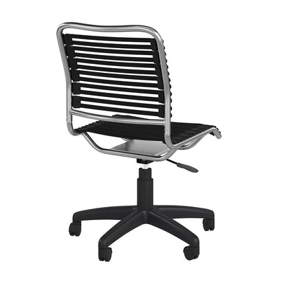 Euro Style - Allison Flat Bungie Low Back Armless Office Chair, Black/Aluminum - 12541BLK veiw 4
