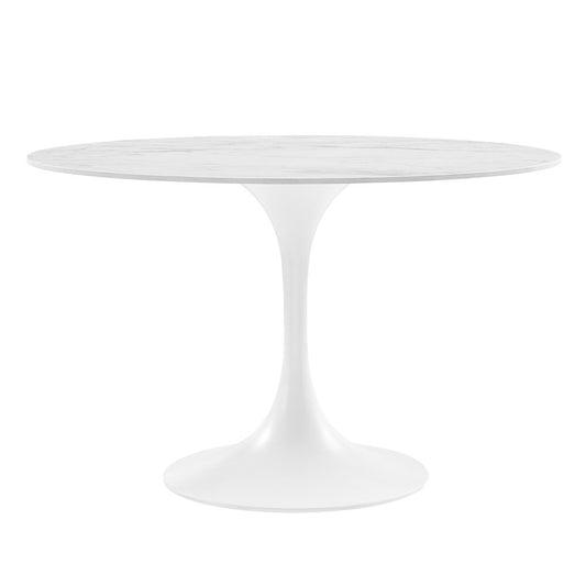 Euro Style - Astrid 47in Round Table, White Ceramic Top/High Gloss White Steel Base - 90705WHT-KIT veiw 1