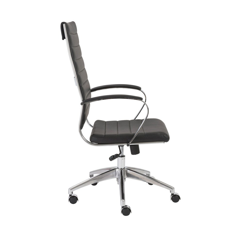 Euro Style - Axel Faux Leather High Back Office Chair, Black/Aluminum Base - 10604BLK-KD veiw 3