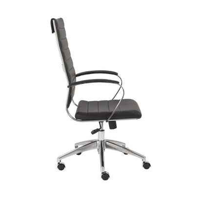 Euro Style - Axel Faux Leather High Back Office Chair, Black/Aluminum Base - 10604BLK-KD veiw 3