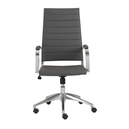 Euro Style - Axel Faux Leather High Back Office Chair, Gray/Aluminum Base - 10604GRY-KD veiw 1