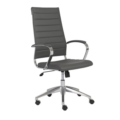 Euro Style - Axel Faux Leather High Back Office Chair, Gray/Aluminum Base - 10604GRY-KD veiw 2