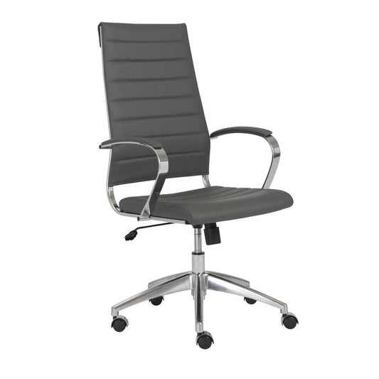 Euro Style - Axel Faux Leather High Back Office Chair, Gray/Aluminum Base - 10604GRY-KD veiw 2