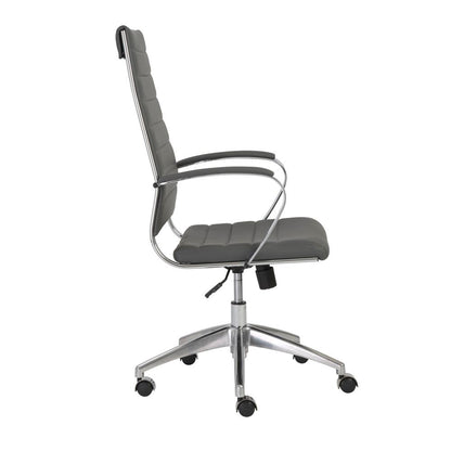 Euro Style - Axel Faux Leather High Back Office Chair, Gray/Aluminum Base - 10604GRY-KD veiw 3