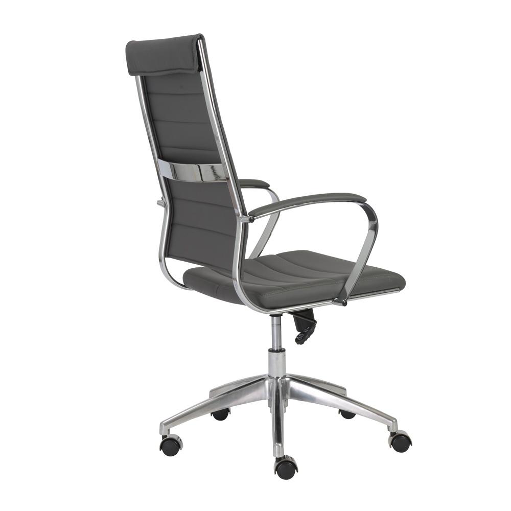 Euro Style - Axel Faux Leather High Back Office Chair, Gray/Aluminum Base - 10604GRY-KD veiw 4