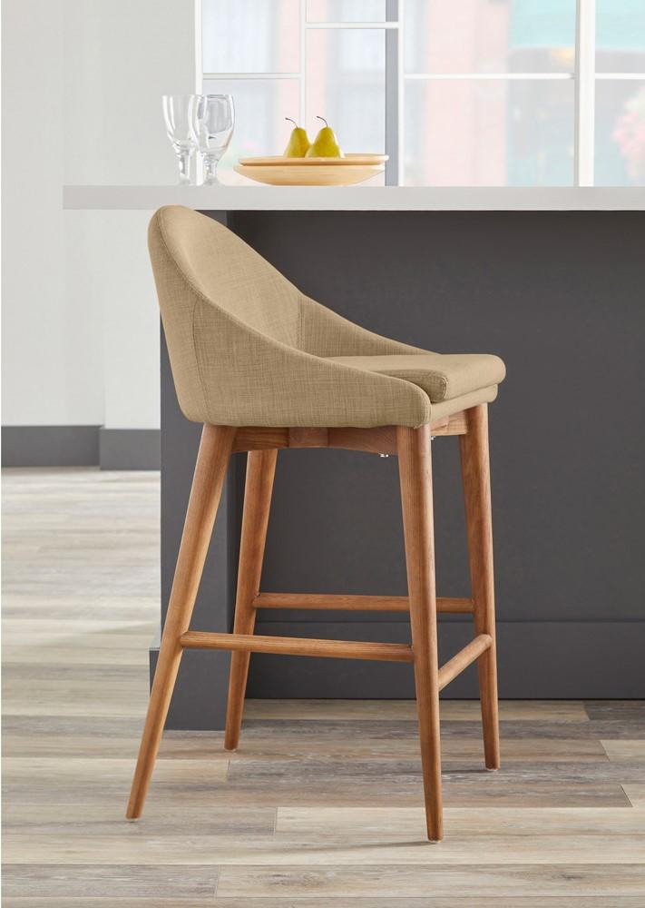 Euro Style - Baruch Counter Stool, Tan/Walnut Legs - 38677TAN veiw 8