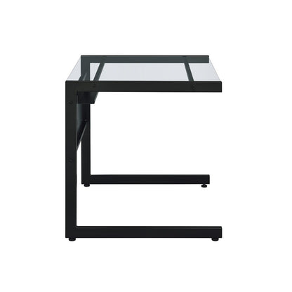 Euro Style - Caesar 34inW x 28 Desk, Black/Clear Tempered Glass Top - 27556-BLK veiw 3