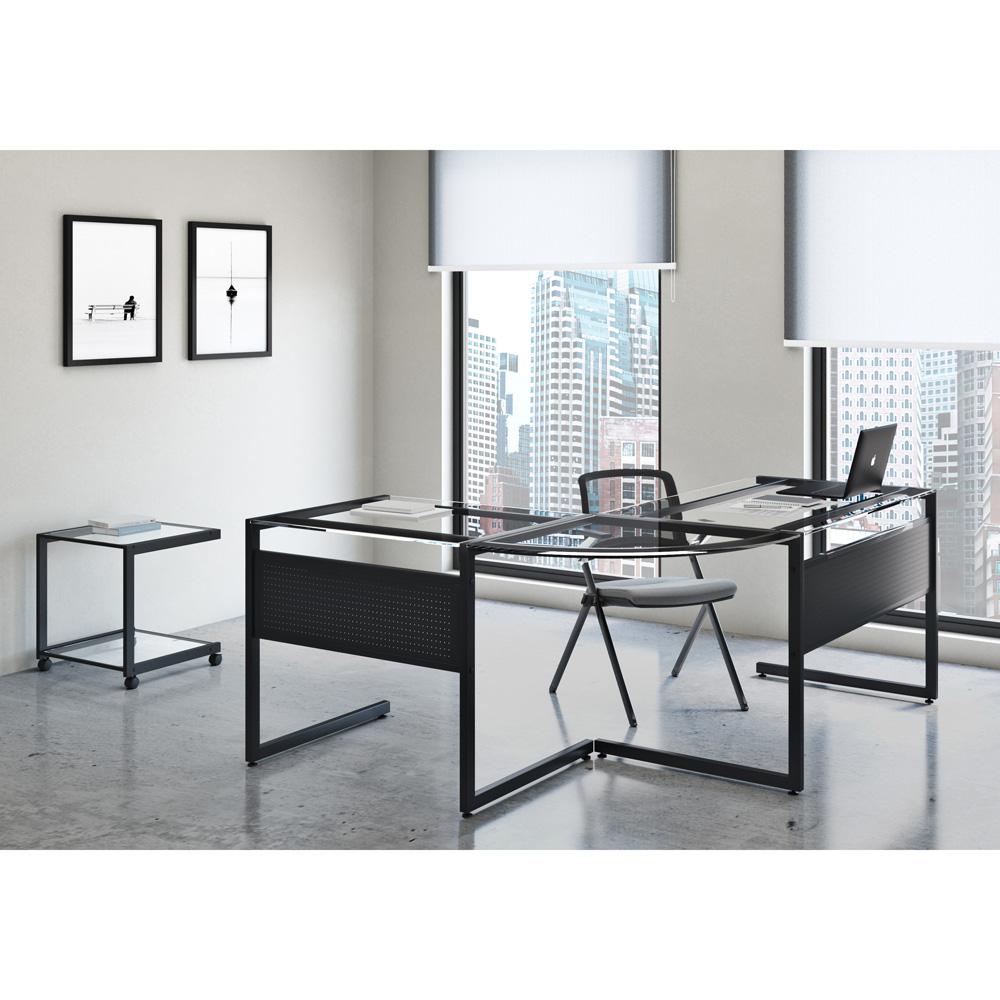Euro Style - Caesar 34inW x 28 Desk, Black/Clear Tempered Glass Top - 27556-BLK veiw 4