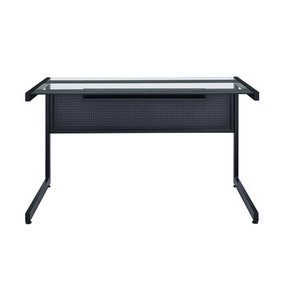 Euro Style - Caesar 50inW x 28 Desk, Black/Clear Tempered Glass Top - 27540-BLK veiw 1
