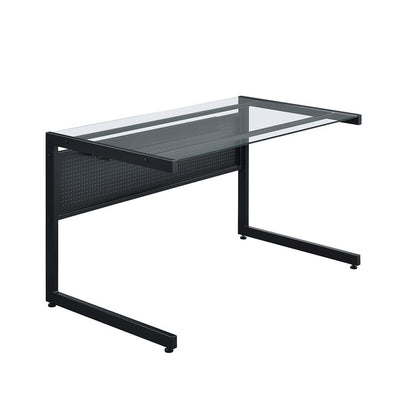 Euro Style - Caesar 50inW x 28 Desk, Black/Clear Tempered Glass Top - 27540-BLK veiw 2