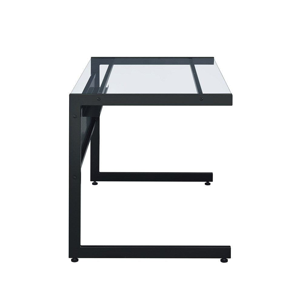 Euro Style - Caesar 50inW x 28 Desk, Black/Clear Tempered Glass Top - 27540-BLK veiw 3