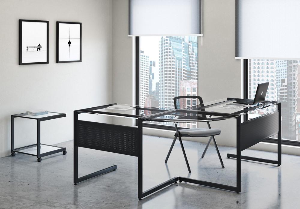 Euro Style - Caesar 50inW x 28 Desk, Black/Clear Tempered Glass Top - 27540-BLK veiw 4