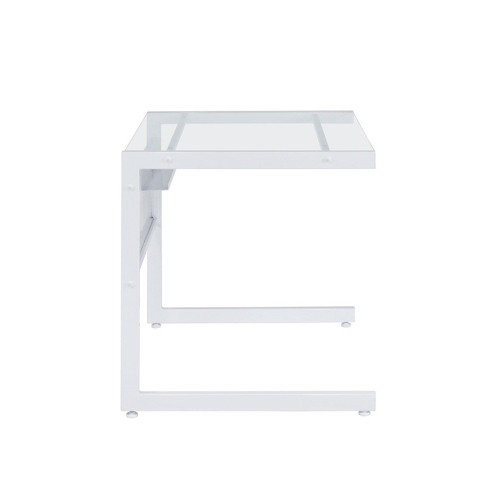 Euro Style - Caesar 34inW x 28 Desk, White/Clear Tempered Glass Top - 27556-WHT veiw 3