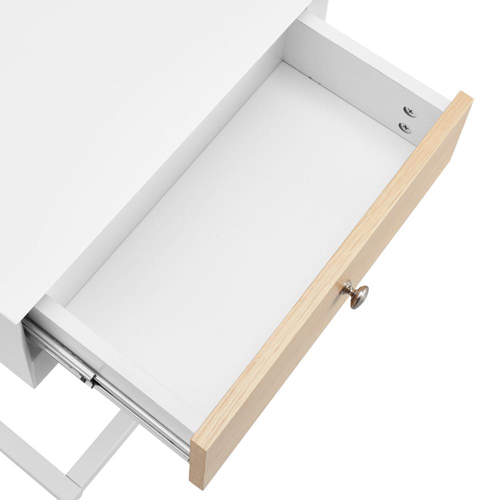Euro Style - Daeg 18inW Smart Side Table, Matte White/Natural Oak Veneer Drawer - 90442-WHT veiw 8