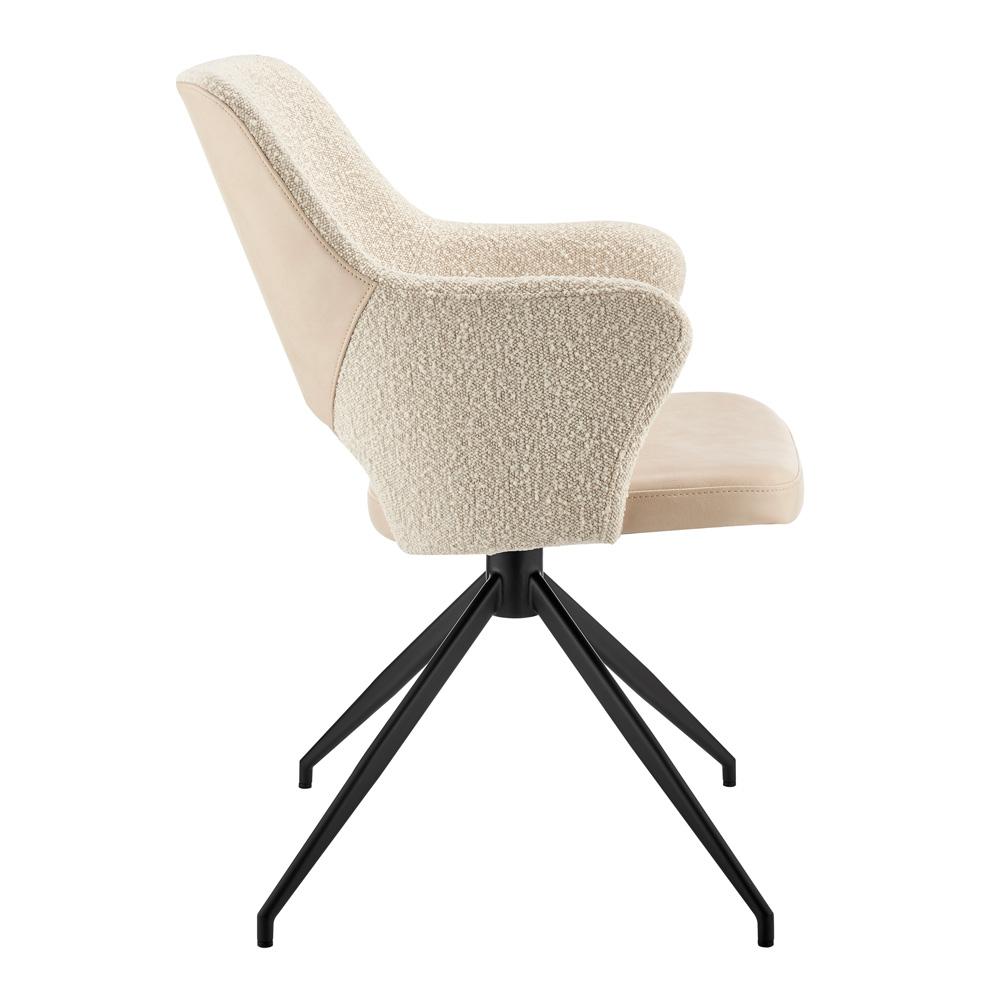 Euro Style - Darcie Faux Leather and Fabric Swivel Armchair, Ivory/Black - 30391-IVRY veiw 3