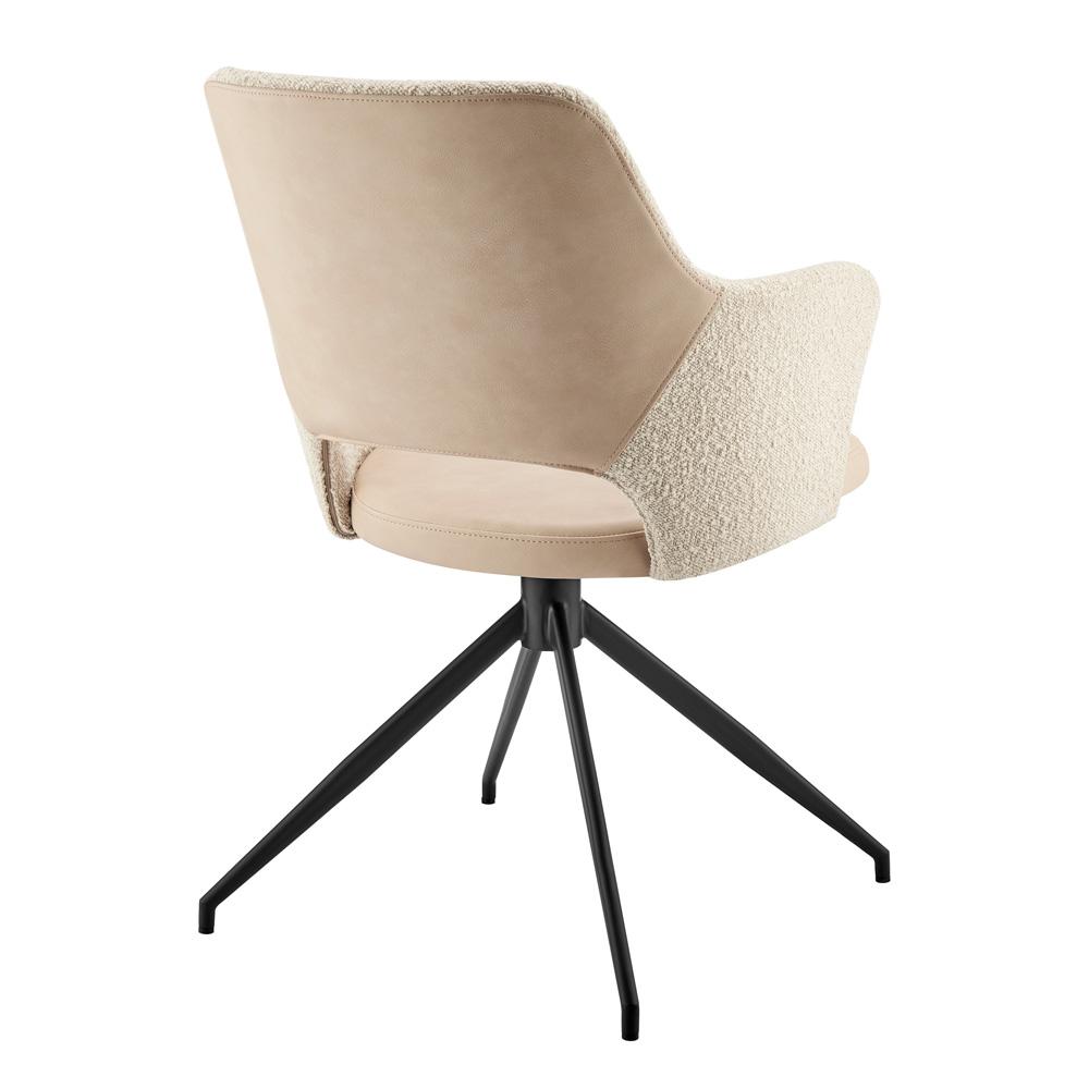 Euro Style - Darcie Faux Leather and Fabric Swivel Armchair, Ivory/Black - 30391-IVRY veiw 4