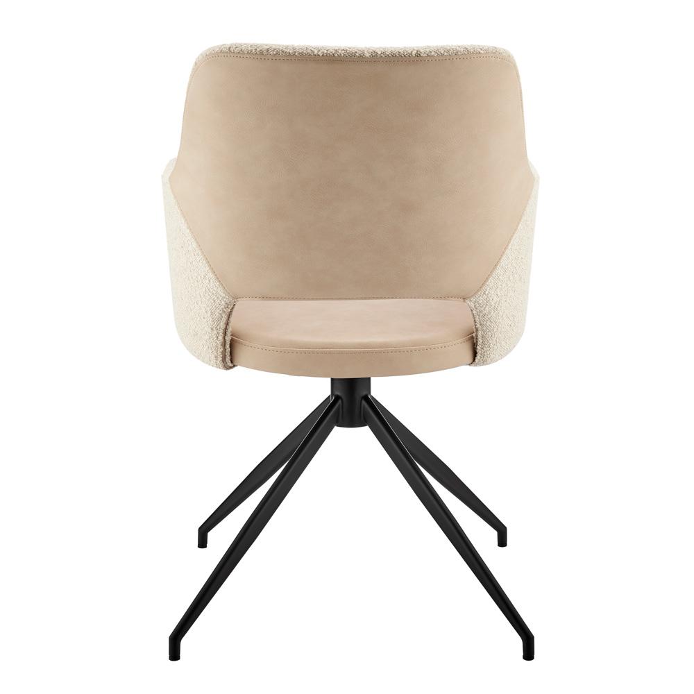 Euro Style - Darcie Faux Leather and Fabric Swivel Armchair, Ivory/Black - 30391-IVRY veiw 5