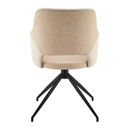 Euro Style - Darcie Faux Leather and Fabric Swivel Armchair, Ivory/Black - 30391-IVRY veiw 5