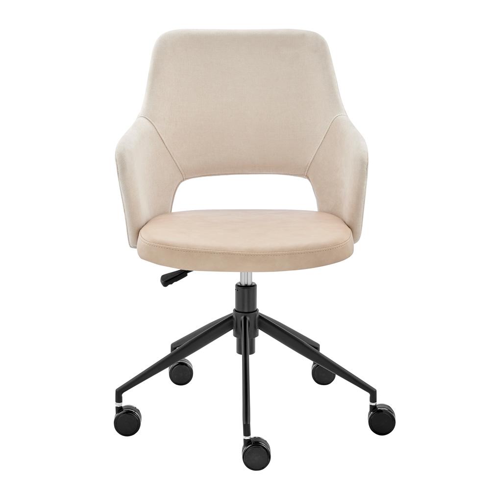 Euro Style - Darcie Faux Leather and Fabric Office Chair, Beige/Black - 30395-LTBG veiw 1