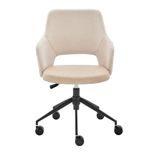 Euro Style - Darcie Faux Leather and Fabric Office Chair, Beige/Black - 30395-LTBG veiw 1