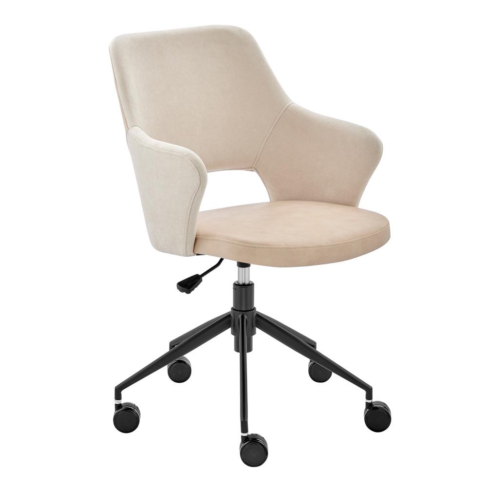 Euro Style - Darcie Faux Leather and Fabric Office Chair, Beige/Black - 30395-LTBG veiw 2