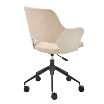 Euro Style - Darcie Faux Leather and Fabric Office Chair, Beige/Black - 30395-LTBG veiw 4