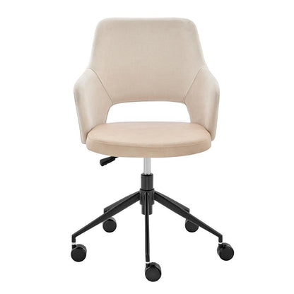 Euro Style - Darcie Faux Leather and Fabric Office Chair, Beige/Black - 30395-LTBG veiw 6