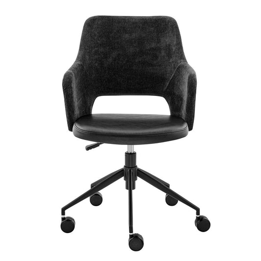 Euro Style - Darcie Faux Leather and Fabric Office Chair, Black - 30395-BLK veiw 1