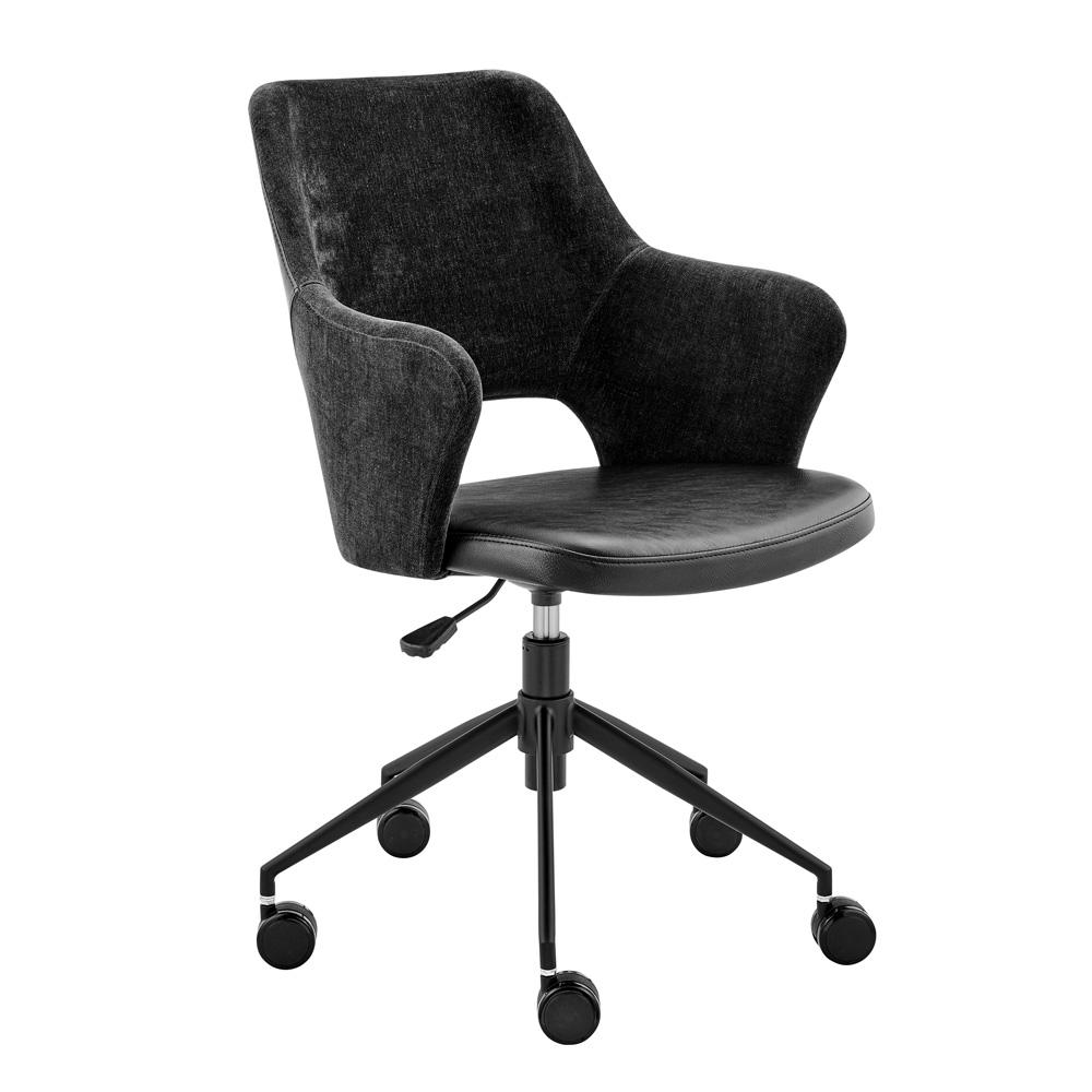 Euro Style - Darcie Faux Leather and Fabric Office Chair, Black - 30395-BLK veiw 2
