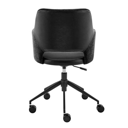 Euro Style - Darcie Faux Leather and Fabric Office Chair, Black - 30395-BLK veiw 5
