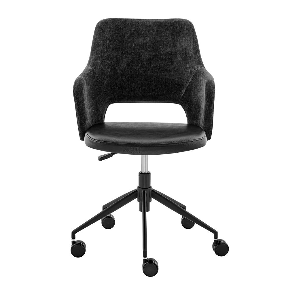 Euro Style - Darcie Faux Leather and Fabric Office Chair, Black - 30395-BLK veiw 6