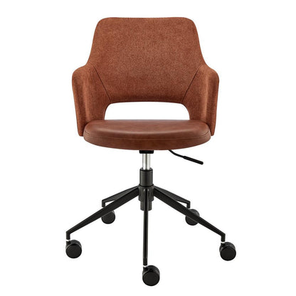 Euro Style - Darcie Faux Leather and Fabric Office Chair, Dark Brown/Orange/Black - 30394-DKBRN veiw 1