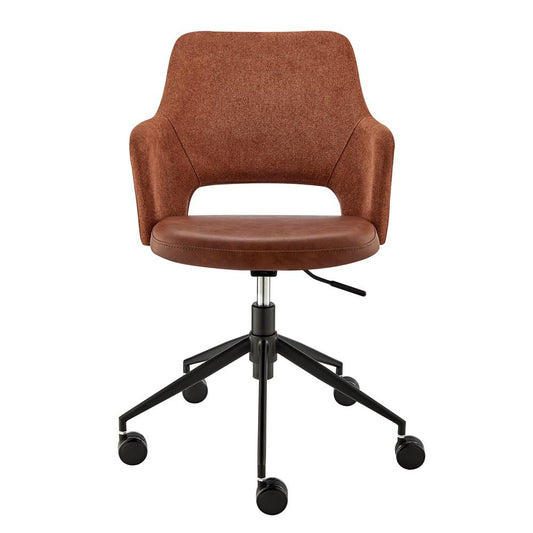 Euro Style - Darcie Faux Leather and Fabric Office Chair, Dark Brown/Orange/Black - 30394-DKBRN veiw 1