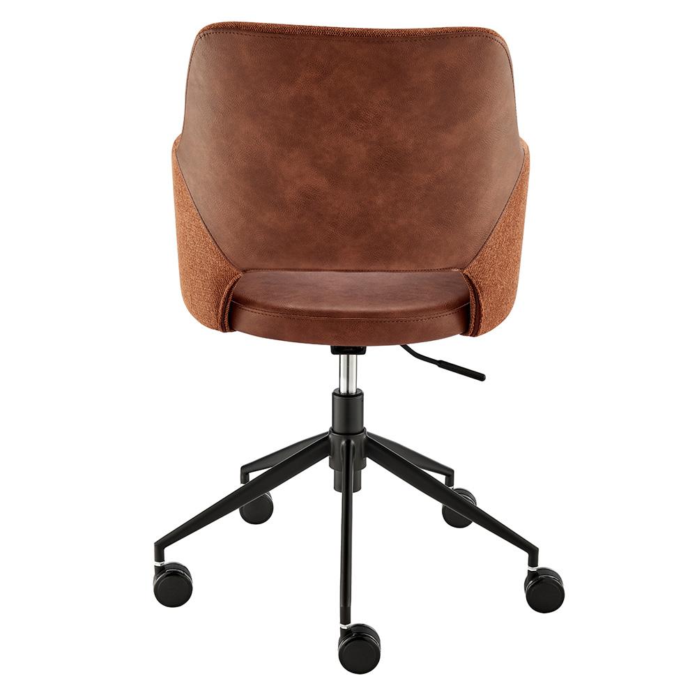 Euro Style - Darcie Faux Leather and Fabric Office Chair, Dark Brown/Orange/Black - 30394-DKBRN veiw 3