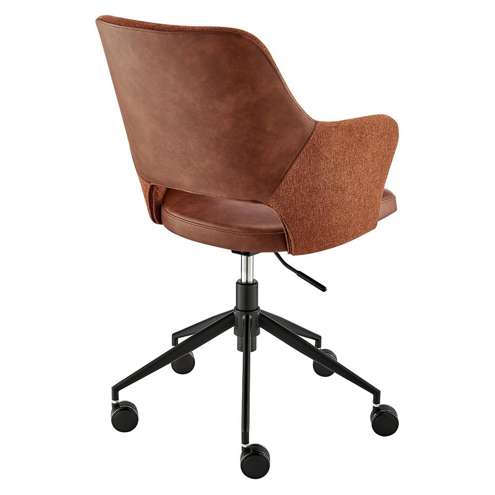 Euro Style - Darcie Faux Leather and Fabric Office Chair, Dark Brown/Orange/Black - 30394-DKBRN veiw 4