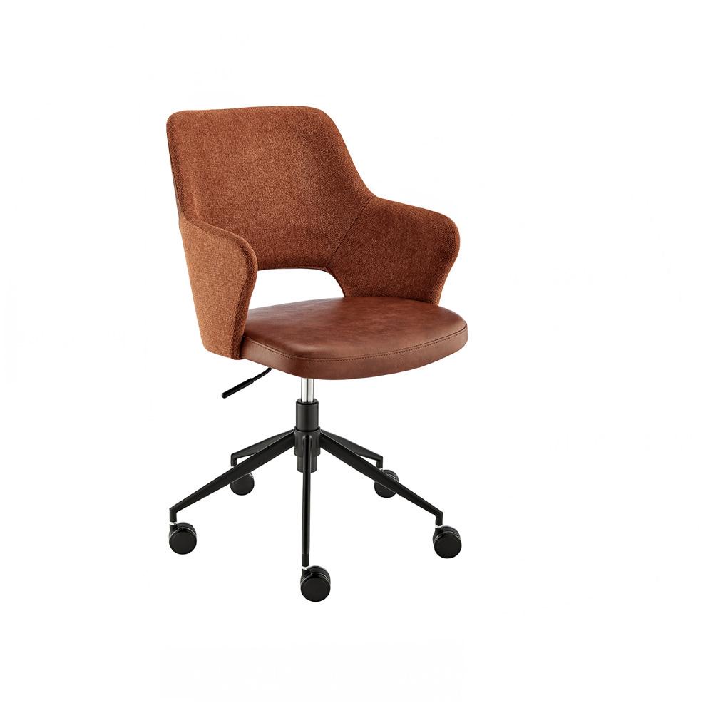 Euro Style - Darcie Faux Leather and Fabric Office Chair, Dark Brown/Orange/Black - 30394-DKBRN veiw 7