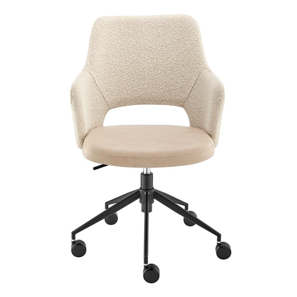 Euro Style - Darcie Faux Leather and Fabric Office Chair, Ivory/Black - 30394-IVRY veiw 1