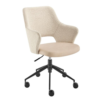 Euro Style - Darcie Faux Leather and Fabric Office Chair, Ivory/Black - 30394-IVRY veiw 2