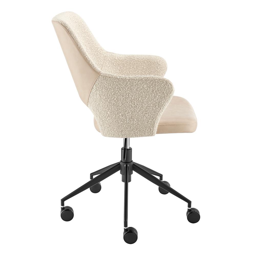Euro Style - Darcie Faux Leather and Fabric Office Chair, Ivory/Black - 30394-IVRY veiw 3