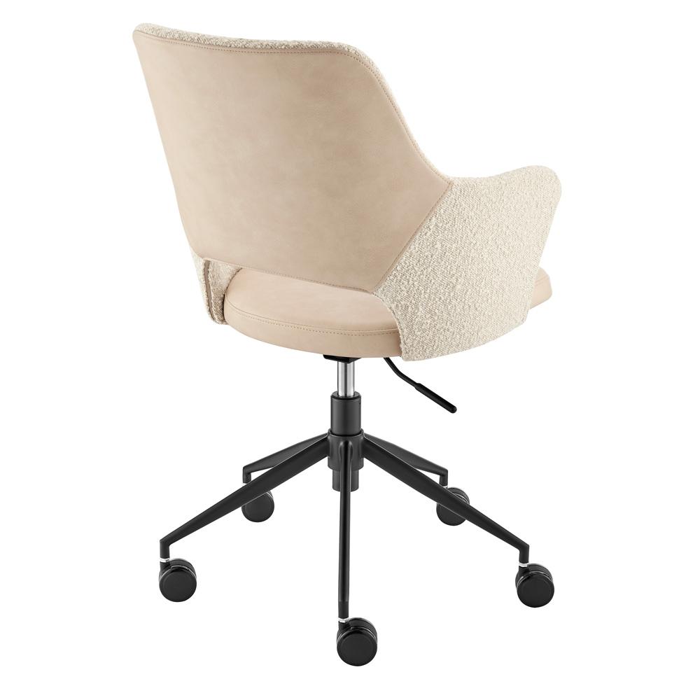 Euro Style - Darcie Faux Leather and Fabric Office Chair, Ivory/Black - 30394-IVRY veiw 4