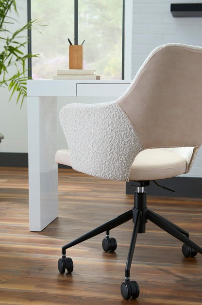 Euro Style - Darcie Faux Leather and Fabric Office Chair, Ivory/Black - 30394-IVRY veiw 8
