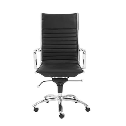 Euro Style - Dirk Faux Leather High Back Office Chair, Black/Chrome - 00675BLK veiw 1