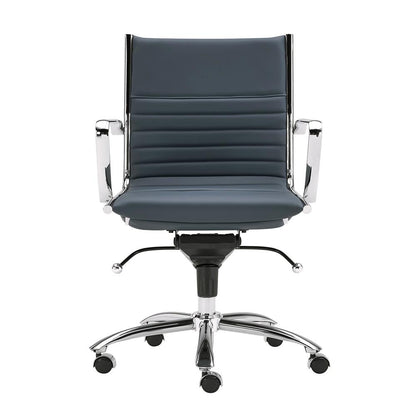 Euro Style - Dirk Faux Leather Low Back Office Chair, Blue/Chrome - 00674BLU veiw 1