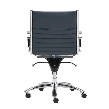 Euro Style - Dirk Faux Leather Low Back Office Chair, Blue/Chrome - 00674BLU veiw 5
