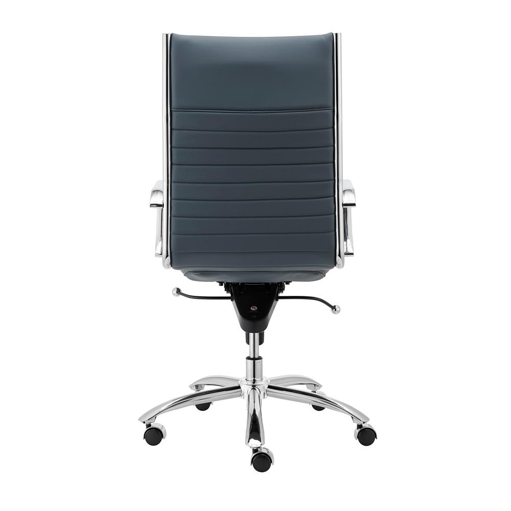 Euro Style - Dirk Faux Leather High Back Office Chair, Blue/Chrome - 00675BLU veiw 6